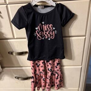 Miss Sassy 2pc Pink Leopard Print Ruffle Pants